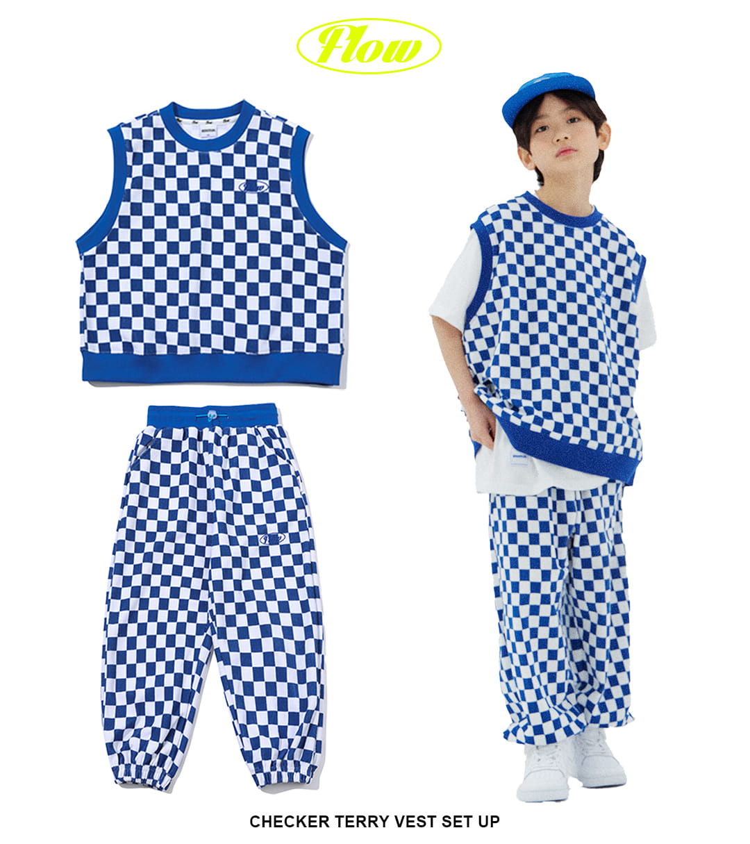 [NEW]TERRY CHECKER BOARD VEST SET UP(BLUE)
